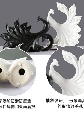 创意装饰品摆件客厅玄关电视柜情大号孔雀开屏酒柜陶瓷艺术品摆件