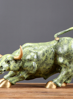 股市牛黄铜摆件 铜牛华尔街装饰品 股市办公室招财中式礼品工艺礼