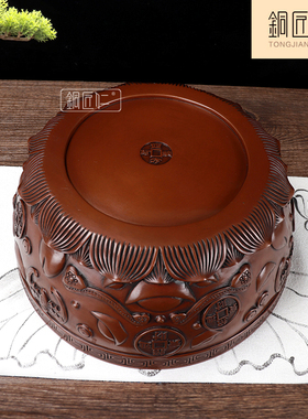 铜匠仁 紫铜聚宝盆摆件实心纯铜铜盆家用客厅存钱罐店铺开业礼品