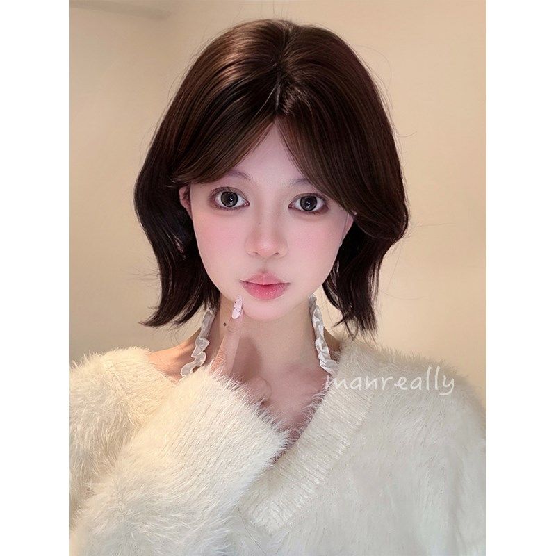 漫真假发短发黑棕色全头套女新款自然无痕甜美少女感lolita锁骨发,淘宝优惠券,粉丝福利购,淘宝优惠卷