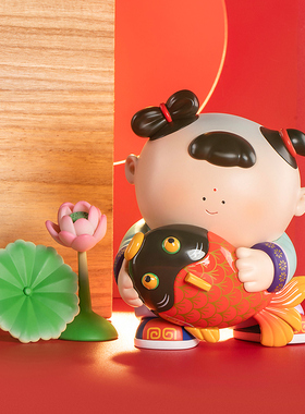 大美术馆 杨柳青年画娃娃《莲年有余》传统民俗手办桌面摆件礼物