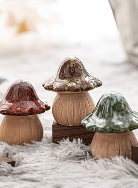 创意盆栽插件陶瓷装饰陶瓷摆件开面小蘑菇多肉花盆花宠小鸡蜗牛