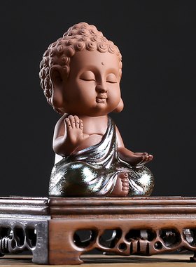 久造陶瓷小如来佛祖禅意摆件家居客厅佛像摆设车载车内用品保平安