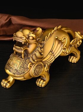 铜貔貅摆件一对黄铜貔貅皮丘铜制貔恘客厅店铺财办公Z室大号貔貅
