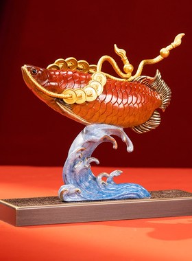 朱炳仁铜鱼跃财丰金龙鱼摆件招财客厅玄关装饰办公室桌面开业礼物