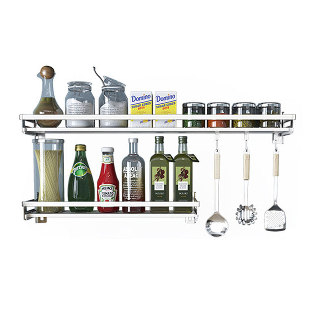 304 stainless steel kitchen storage rack wall-mounted punch-free seasoning rack oil, salt, sauce, vinegar seasoning supplies storage rack