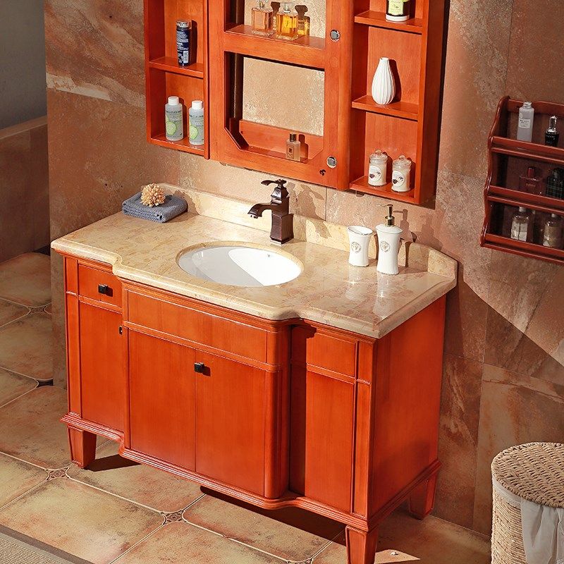美式浴室柜红橡木落地洗手间洗漱台洗脸盆柜组合实木轻奢卫浴镜柜,淘宝优惠券,粉丝福利购,淘宝优惠卷