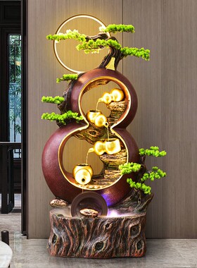 流水摆件循环水客厅葫芦生财x喷泉景观装饰品办公室风水轮落地摆