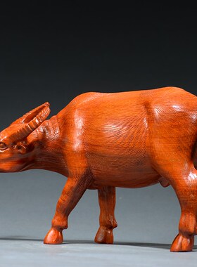 花梨木雕水牛h摆件实木十二生肖牛家居客厅办公桌面装饰红木工艺