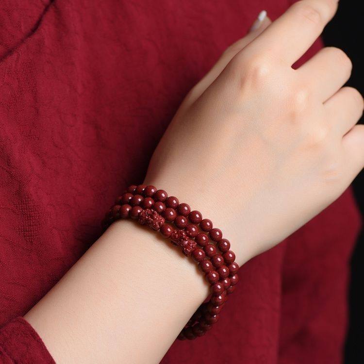 天然朱砂双貔貅108颗佛珠手錬男女款本命年转运多圈红绳手串饰品,淘宝优惠券,粉丝福利购,淘宝优惠卷