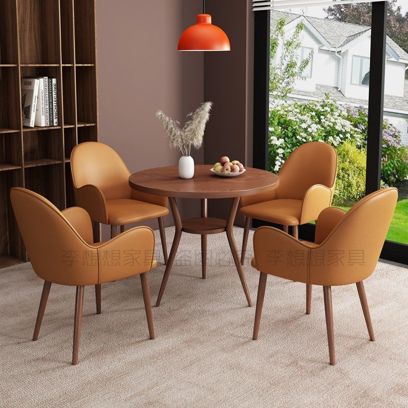 岩板洽谈桌椅组合售楼处实木纹商务酒店休闲椅展厅休息区接待圆桌,淘宝优惠券,粉丝福利购,淘宝优惠卷