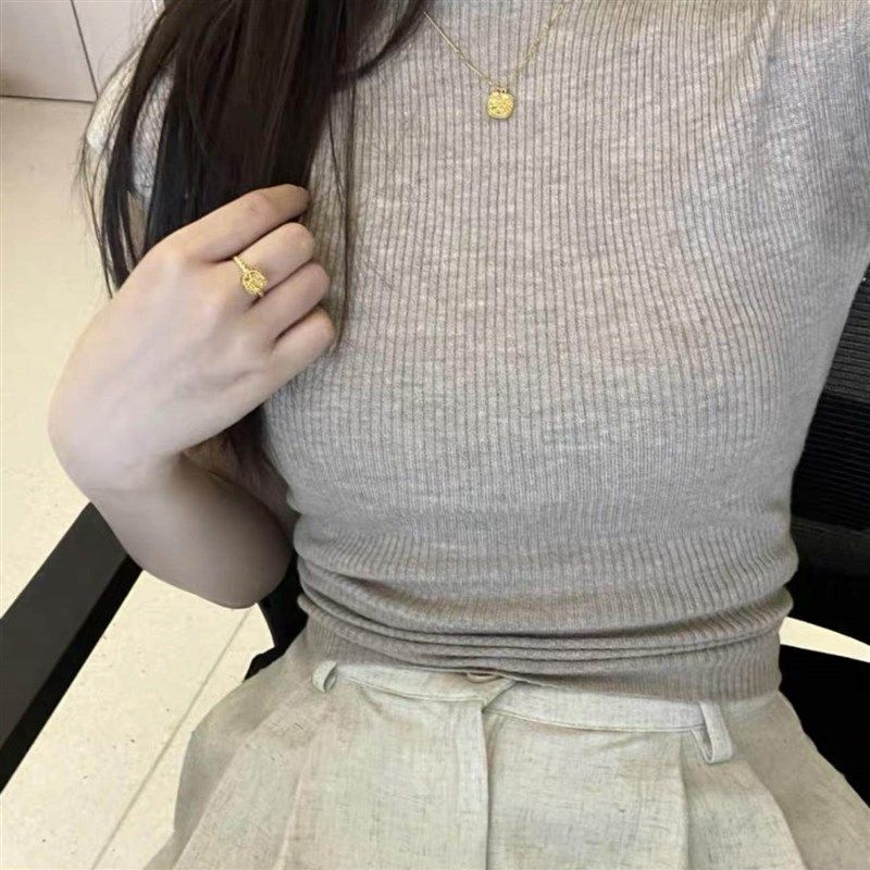 水呗正品金包银方糖镂空锁骨链爆款拉丝爆闪耳钉戒指项链三件套女,淘宝优惠券,粉丝福利购,淘宝优惠卷