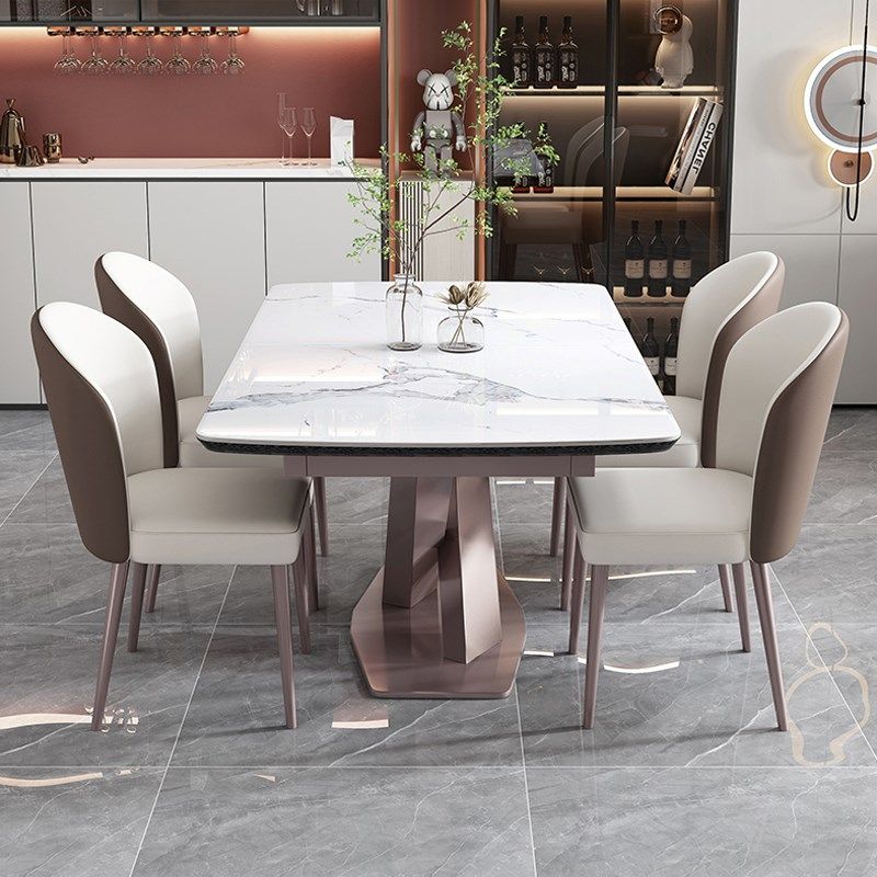 意式轻奢岩板餐桌现代简约可伸缩带电磁炉餐桌椅组合长方形大餐台,淘宝优惠券,粉丝福利购,淘宝优惠卷