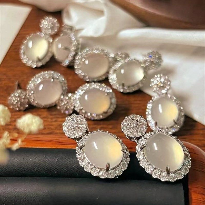 本店定制 新中式国风天然冰种蛋面水沫玉长款椭圆耳环,淘宝优惠券,粉丝福利购,淘宝优惠卷