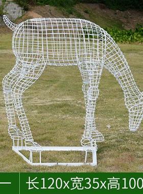 不锈钢镂空鹿摆件动物象蜗牛金属铁艺钢丝梅花鹿雕塑园林景观装饰
