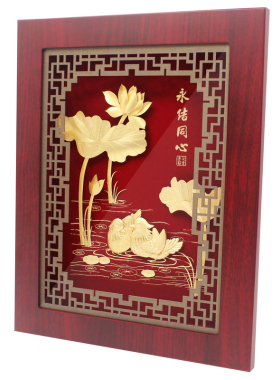结婚礼物送闺蜜永结同心鸳鸯金箔画实用新婚浪漫婚房卧室个性摆件