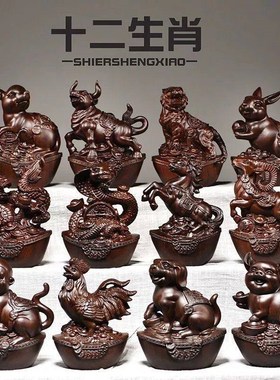 实木雕刻牛十二生肖丑牛木雕冲库防淤堵融冻土反吟布局摆放