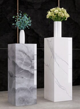 大理石岩板立柱摆台石墩展台装饰轻奢落地增高客厅酒店摆件底座