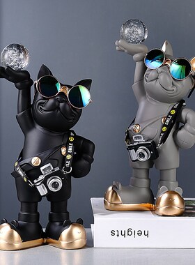 创意潮酷法斗狗摆件家居客厅电视柜酒柜办公室桌面装饰品乔迁礼物