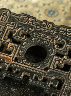 清代紫檀木雕云雷纹砚老文玩古董收藏文房四宝小叶紫檀砚台摆件