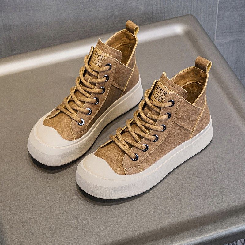 真皮复古短靴女2024秋冬季新休闲马丁靴加绒厚底大码41-43高帮鞋,淘宝优惠券,粉丝福利购,淘宝优惠卷