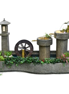 日式流水庭院景观喷泉摆件阳台鱼池假山造景禅意花园水池装饰