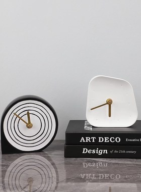 现代简约创意时钟摆件桌面座钟 样板房家居客厅玄关书房 软装饰品