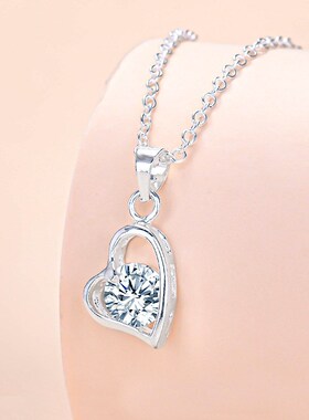 520礼物 心形项链女韩版学生个性锆石爱心十字链时尚网红饰品