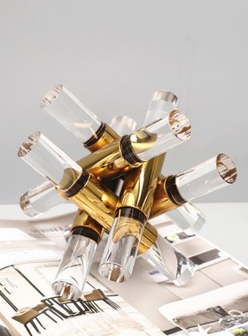 现代轻奢亚克力金属魔方金属十字架摆件样板房家居客厅玄关装饰品