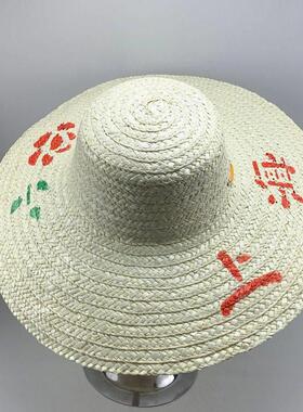 老式草编草帽大檐农民田间稻草麦秸帽子劳动遮阳工地工人帽子10顶