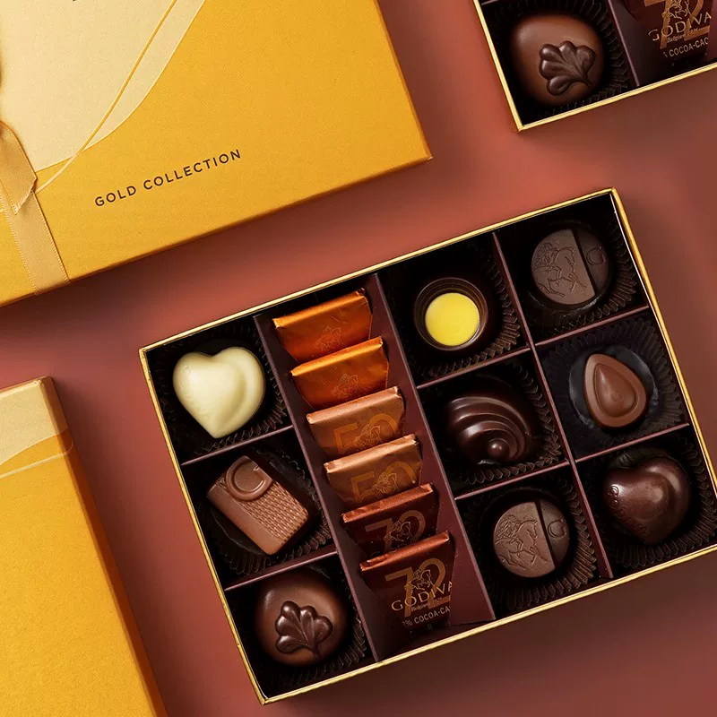 Шоколадная подарочная коробка GODIVA Gold с днем рождения, закуска шоколад, страна происхождения Бельгия