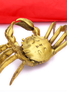 纯铜金钱螃蟹摆件 将军N家居装饰工艺品