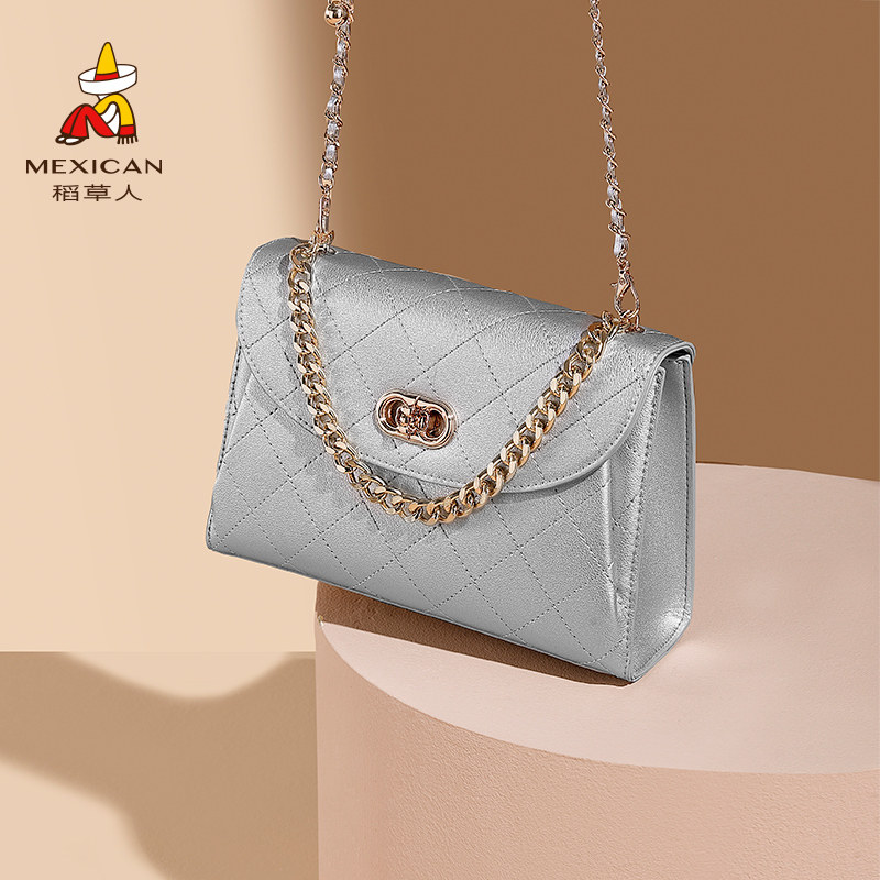 稻草人新款菱格链条包秋季包包女轻奢真皮小方包高级感斜挎包女包,淘宝优惠券,粉丝福利购,淘宝优惠卷