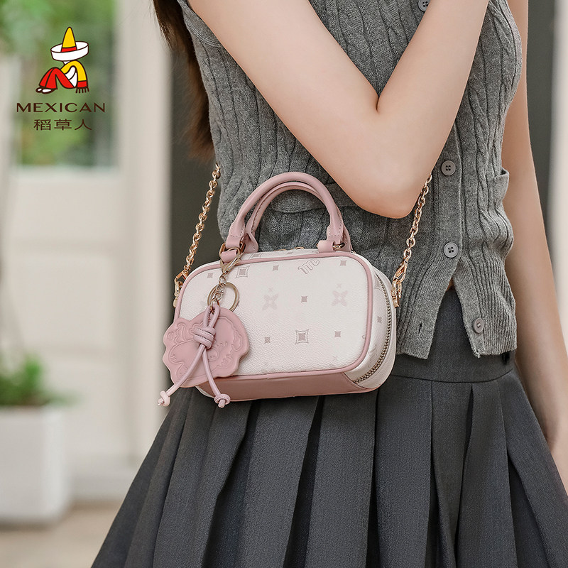 稻草人新款可爱波士顿包秋冬少女百搭枕头包印花斜挎包通勤女包,淘宝优惠券,粉丝福利购,淘宝优惠卷