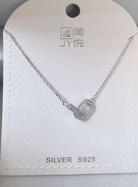 双环相扣S925纯银镂空镶钻葫芦项链温柔甜美锁骨链网红同款配饰女