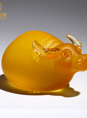 琉璃生肖牛小动物家居玻璃工艺品创意可爱装饰品水晶摆件生日礼物