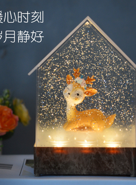 飘雪音乐水晶球音乐盒礼物酒吧服装店咖啡厅客厅房间氛围灯摆件