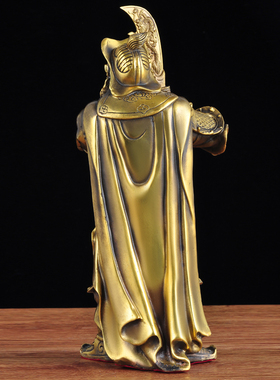 黄铜周仓摆件神像关公二弟子站像家用供奉佛像客厅玄关铜像工艺品