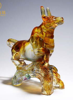 生肖牛琉璃摆件牛气冲天招财旺市办公桌面工艺品公司店铺开业礼品