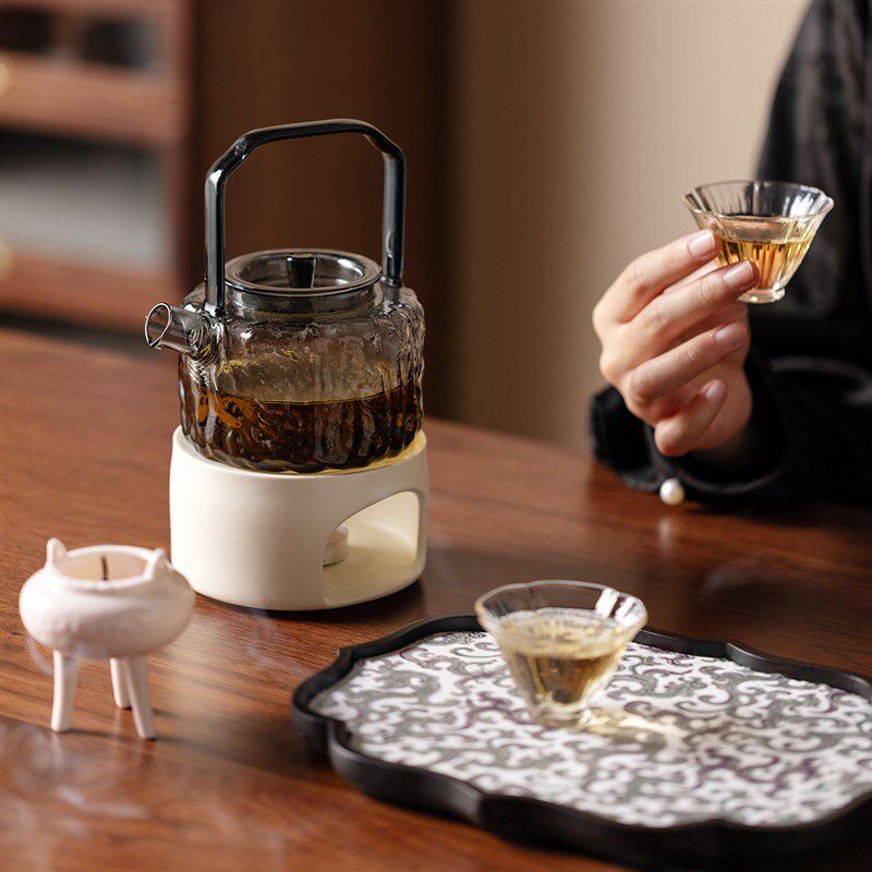 Advanced Chinese glass transparent warm tea stove household temperature adjustable teapot ceramic tea brewer Kung Fu tea set