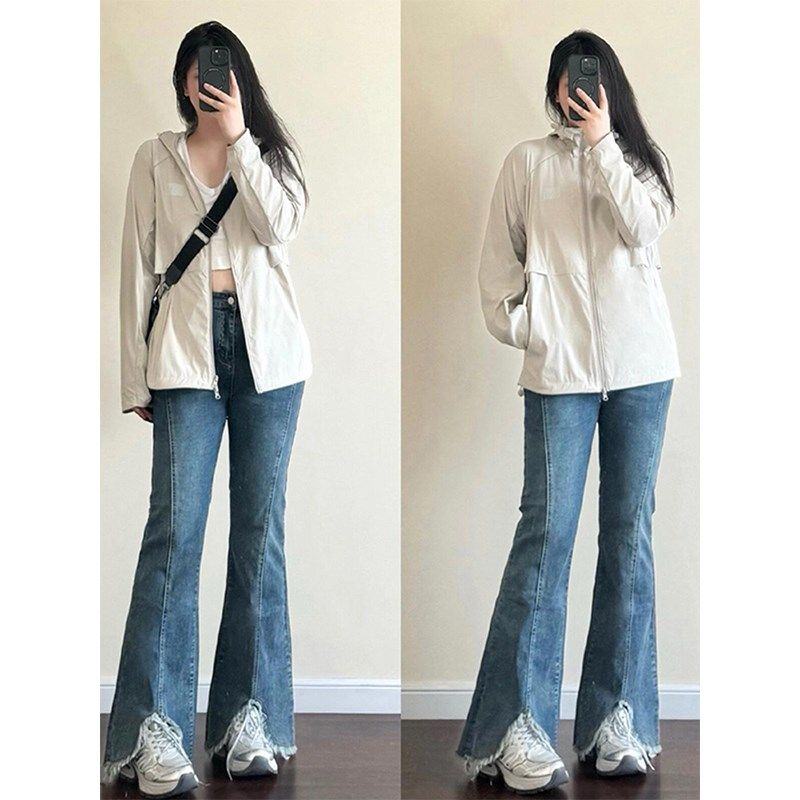 300斤大码女装美式开叉微喇牛仔裤女胖mm高腰弹力显瘦喇叭长裤子,淘宝优惠券,粉丝福利购,淘宝优惠卷