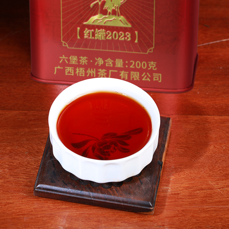 三鹤六堡茶【红罐2023】2019年特级茶200g罐装广西黑茶散茶 - 图2