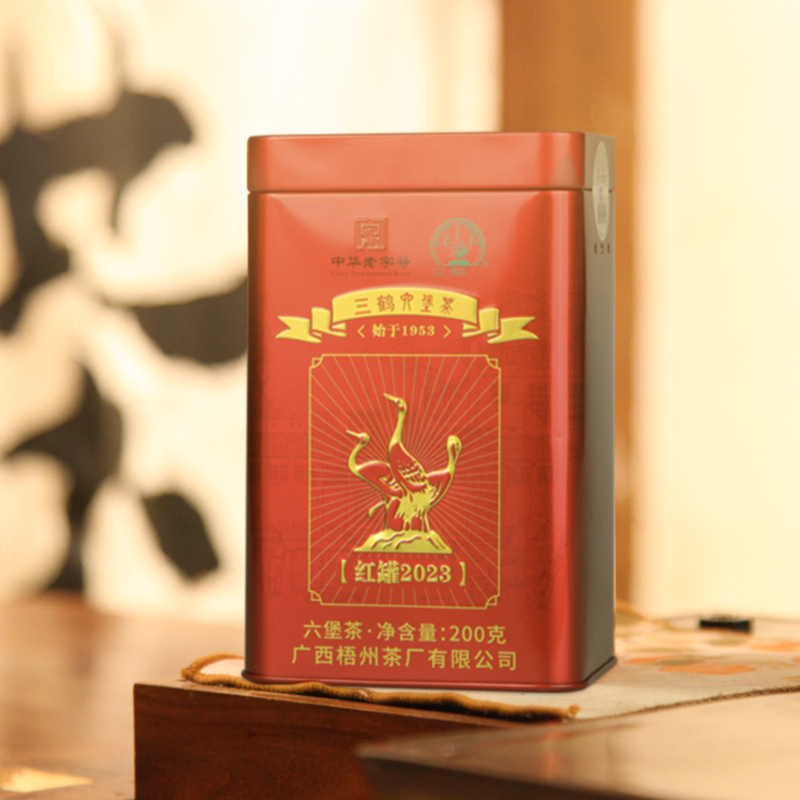 三鹤六堡茶【红罐2023】2019年特级茶200g罐装广西黑茶散茶 - 图1