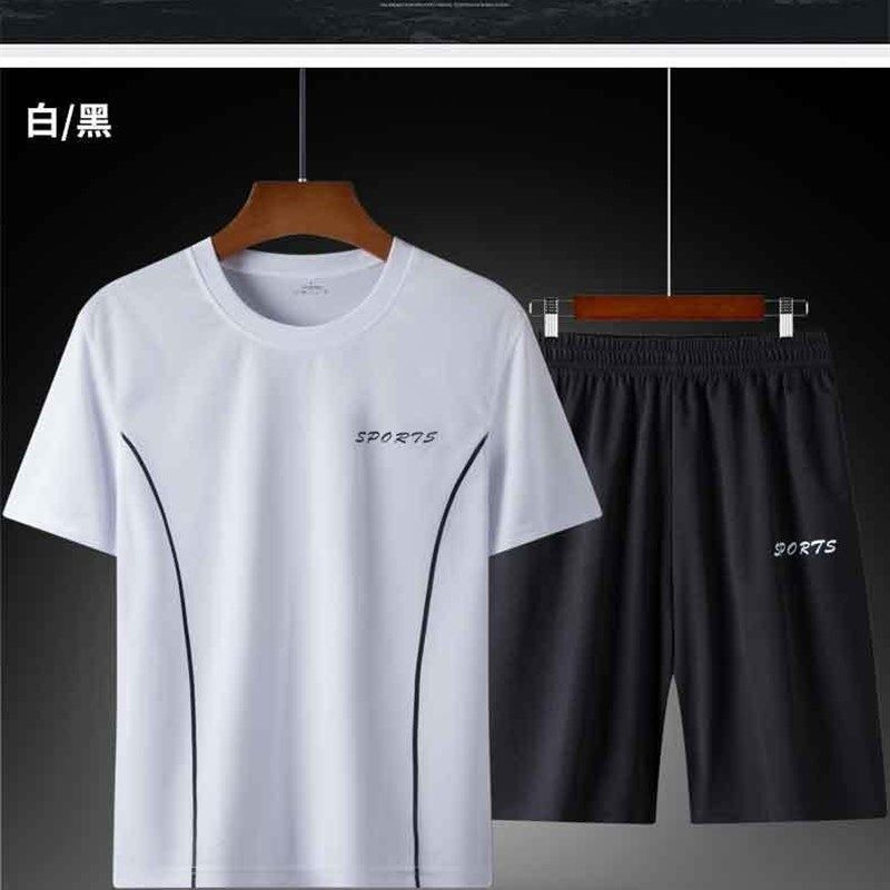 新款速干冰丝渐变套装男短袖t恤夏季休闲短裤运动两件套帅气男装,淘宝优惠券,粉丝福利购,淘宝优惠卷