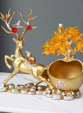 玄关钥匙收纳入户门口鞋柜摆件乔迁新居礼品开业送礼发财鹿装饰品