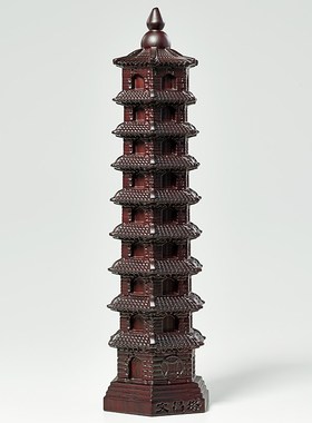 黑檀木雕13层文昌塔摆件工艺品木质九层七层书房办公室玄关文峰塔
