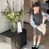 Girls Autumn 2025 New Autumn Clothes Children's Clothing Suits Children's Girls' Treasure Temperament College Style Vest Skirts Shirt Trendy
