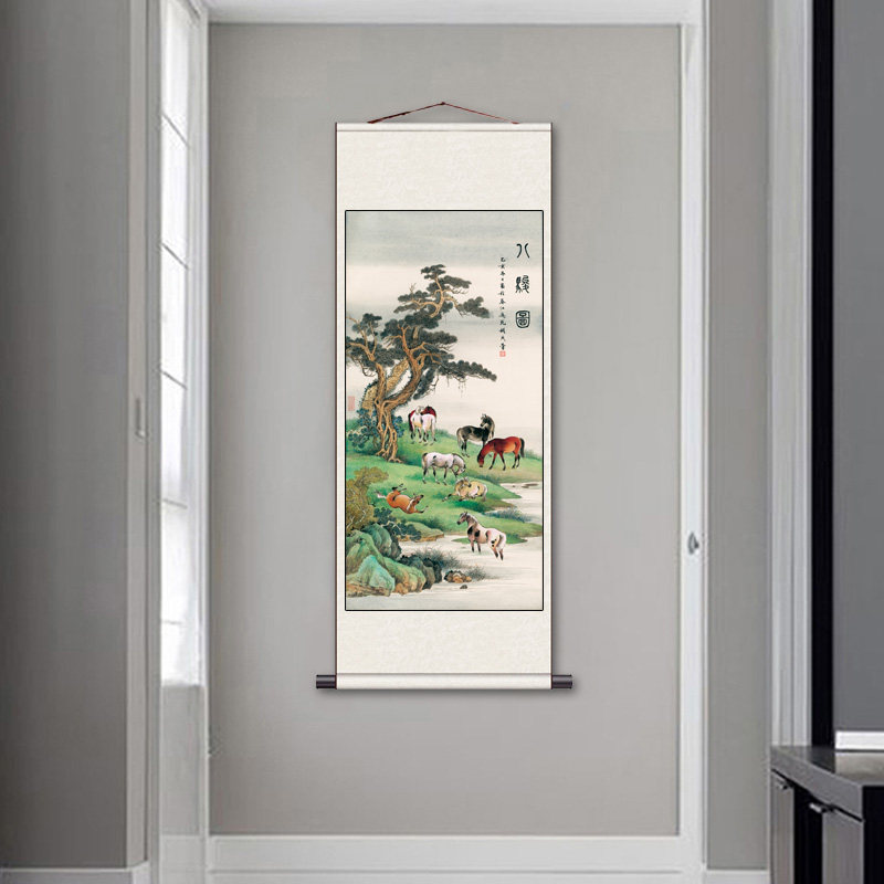 田世光报春图松鹤延年丝绸画卷轴画国画送客户礼品卷轴画定制牡丹,淘宝优惠券,粉丝福利购,淘宝优惠卷