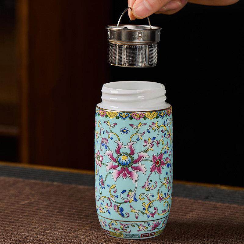 珐琅彩陶瓷杯纯手工大容量茶杯男士保温杯子带盖家用泡茶杯暖手杯,淘宝优惠券,粉丝福利购,淘宝优惠卷