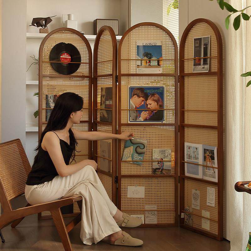 中复古实木藤编屏风客厅隔断墙卧室可移动新中式玄关入户遮挡折叠,淘宝优惠券,粉丝福利购,淘宝优惠卷